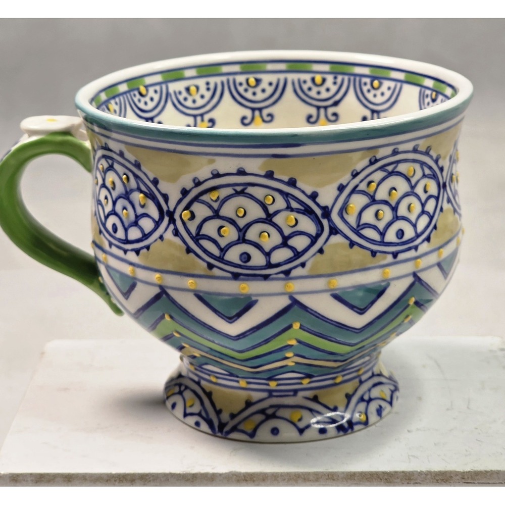 ANTRHOPOLOGIE Sip Of Nectar Pedestal Footed Cup Mug by Jennifer Lewis Green